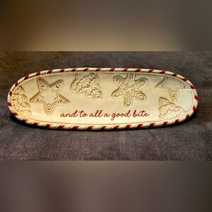Mud Pie Ceramic Gingerman Small Serving Trey, "And‎ To All A Good Bite"